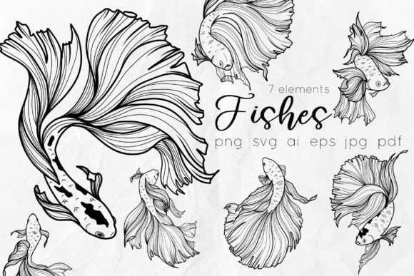 Download Fishes SVG Line Art Illustration - Illustration Collection