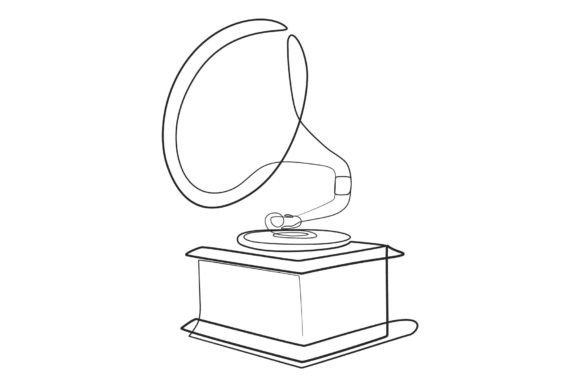 Download Gramophone Line Artwork Continuous Linear - Continuous Collection