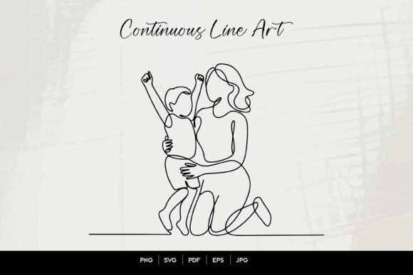 Download Continuous Line Mother and Child - Continuous Collection