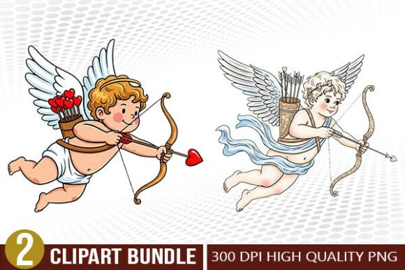 Download Cupid Angel Valentine Illustration Set - Illustration Collection