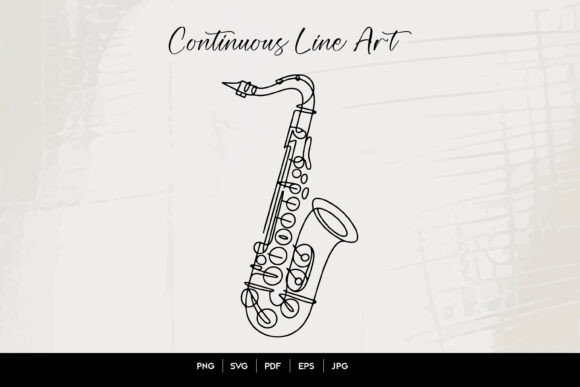 Download Saxophone Continuous Line Art - Continuous Collection