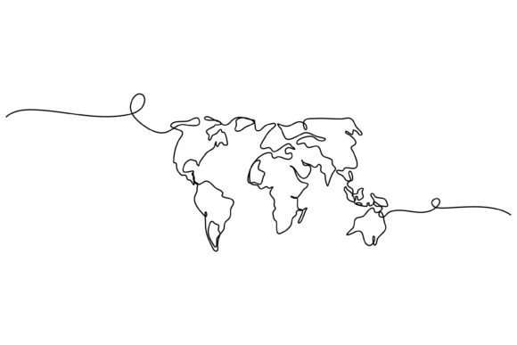 Download Continuous One Line Design of World Map - Continuous Collection