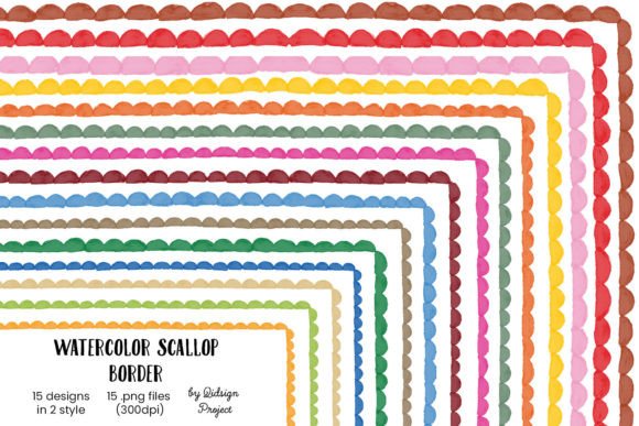 Download 15 Watercolor Scallop Border, Decorative - Decorative Collection