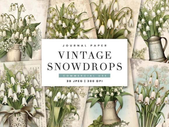 Download Vintage Snowdrops Decorative Paper Pack - Decorative Collection