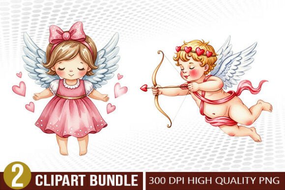 Download Cute Cupid Valentine Illustration Set - Illustration Collection