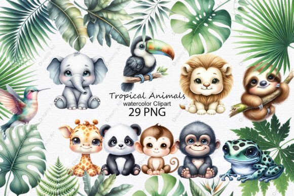 Download Tropical Animals Watercolor Clipart - Tropical Collection