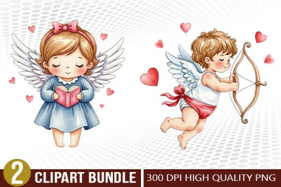 Download Cute Cupid Valentine Illustration Set - Illustration Collection