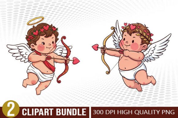 Download Cupid Angel Valentine Illustration Set - Illustration Collection